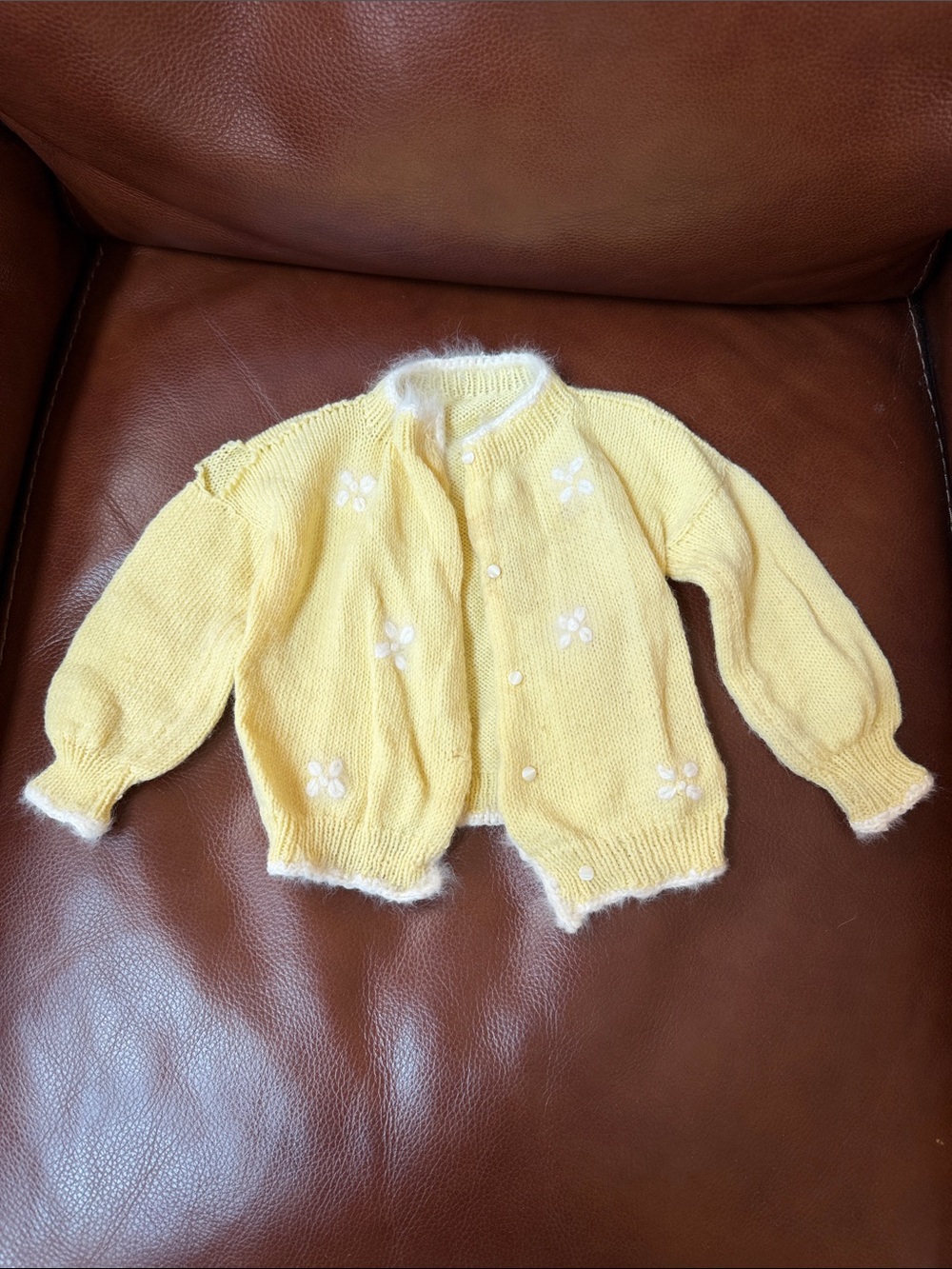 1950’s Yellow Floral Knit Kids Cardigan